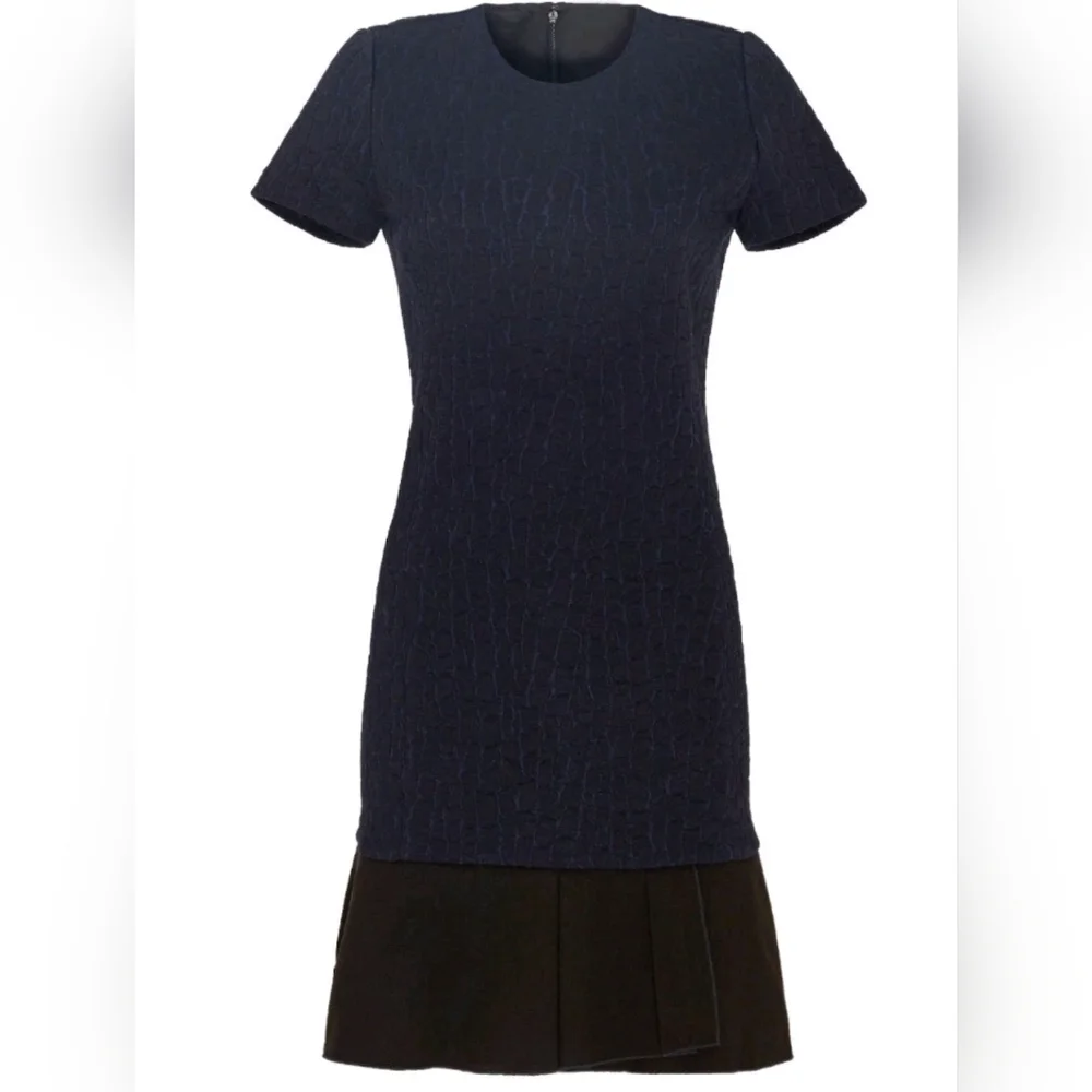 Tory Burch Navy/Black Quilted Jacquard Flounce Mini Dress Size XS/TP